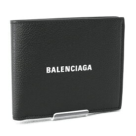 【25日(木)はP10倍！】バレンシアガ BALENCIAGA (594315 1IZI3 1090 BLACK/L WHITE) 23AW ブラック×ホワイト CASH SQUARE FOLDED COIN メンズ 財布 折財布 カーフ