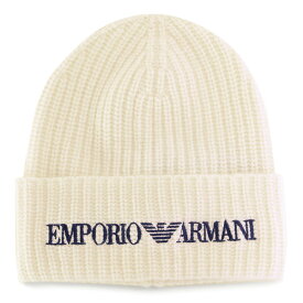 【アウトレットセール】エンポリオアルマーニ EMPORIO ARMANI (627676 2F556 00011 PALE CREAM) 22aw オフホワイト 帽子 メンズ ニットキャップ ビーニー ニット帽