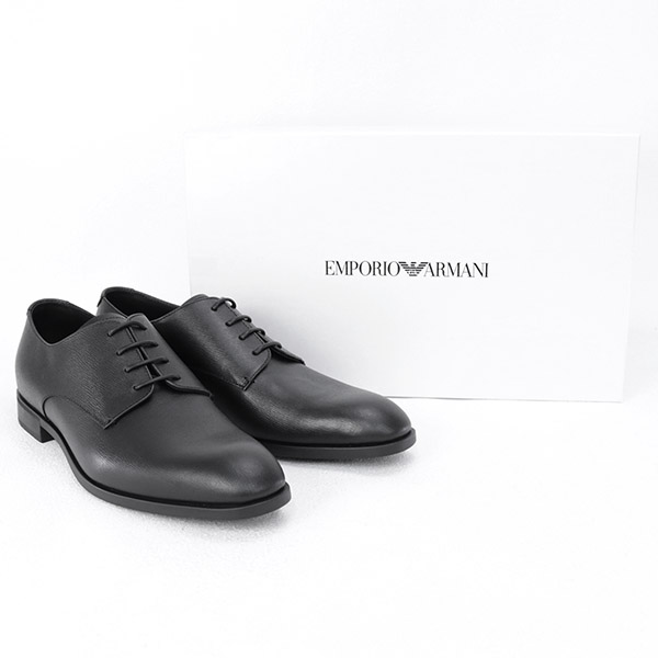 メンズ エンポリオアルマーニ EMPORIO ARMANI 靴ビジネスシューズ オックスフォード プレーントゥ ブラック (X4C587 XF580  00002 BLACK) | FONTANA（フォンターナ）