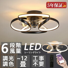 シーリングファンライト おしゃれ led シーリングライト シーリングファン シーリングファンライト dcモーター 天井ファン 照明 リモコン付き シーリングファンライト 6畳 8畳 ファン付き 照明 6段階風量調節 静音 軽量 調光調色