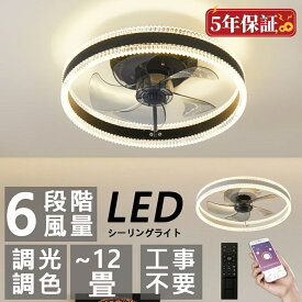 シーリングライト led 軽量 シーリングファンライト 調光調色 led DCモーター おしゃれ シーリングファン APP対応 6畳 12畳 静音 節電 省エネ 薄型 天井直付灯 サーキュレーター 扇風機 薄型 6段階 風量調節 和室 電気 照明器具