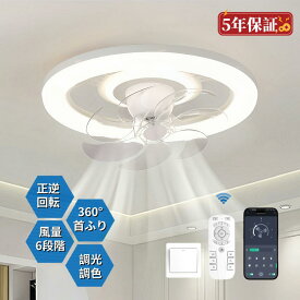 シーリングファン シーリングファンライト 首振り led 6畳 8畳 ファン付き 照明 正逆回転 シーリングファン 静音 風量6段階調節 調色調光 DCモーター 常夜灯モード リモコン付き 省エネ タイマー機能 空気循環 薄型 工事不要