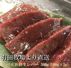 牛レバー 生レバー 宮崎県有田牧場より直送！新鮮！九州産牛生レバー500g（約100g×5 パック）小分けパック【要加熱】 （※生食用ではありません） 送料無料(北海道・沖縄は除く） 贈り物 お祝 高級 おつまみ 博多 お中元