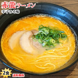 ラーメン 赤龍ラーメン 辛子みそ味 送料無料 2食 お試し 日の出製粉 熊本ラーメン お取り寄せ ポッキリ 辛子味噌ラーメン ピリ辛ラーメン 九州ラーメン