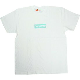 SUPREME シュプリーム ×Tiffany & Co ティファニー 21AW Box Logo Tee White ボックスロゴTシャツ ボックスロゴ色抜け有り 白 Size 【L】 【中古品-ほぼ新品】 20822397