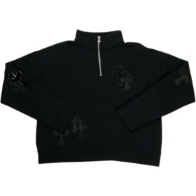 CHROME HEARTS クロム・ハーツ Y NOT PAPER JAM 1/2 ZIP CROSS PATCH SWEATSHIRT BLACK ハーフジップスウェット 黒 Size 【レディースS】 【新古品・未使用品】 20838364