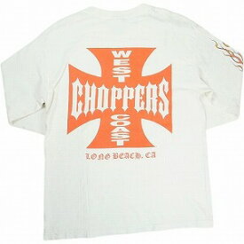 VINTAGE ヴィンテージ West Coast Choppers ウェストコーストチョッパーズ Skull Flame Red Cross LS Tee ロンT 白 Size 【L】 【中古品-良い】 20823553