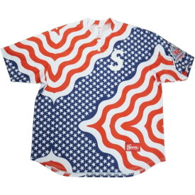 SUPREME シュプリーム 26SS Shop S Logo Baseball Henley Flag - New York ベースボール半袖シャツ 白赤 Size 【L】 【中古品-非常に良い】 30015055