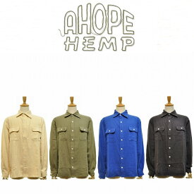 【MEN'S】A HOPE HEMP アホープヘンプ HEMP FLANNEL BASIC SHIRT ヘンプオーガニックコットンの布帛に起毛かけた、暖かいネル生地ベーシックシャツ