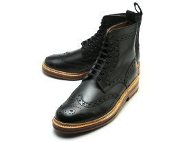 グレンソン フレッド ウイングチップ ブーツ ブラック カーフレザー メンズ シューズ 靴 GRENSON FRED 110009 BLACK CALF LEATHER