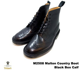 トリッカーズ カントリーブーツ ブラックボックスカーフ ウィングチップ メンズ ブーツ Tricker's M2508 Malton Country Boot Black Box Calf
