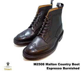 トリッカーズ カントリーブーツ エスプレッソバーニッシュ ウィングチップ メンズ ブーツ Tricker's M2508 Malton Country Boot Espresso Burnished