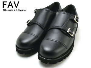 ファブ FAV ビジネスシューズ ダブルモンク DOUBLE MONK 52003 メンズ ビジネスカジュアル 靴 ダブルモンクストラップ フォーマル ブラック