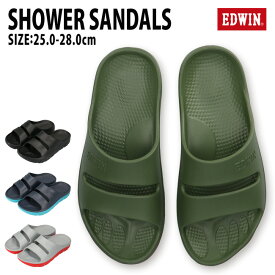 【4/20 クーポンで5％OFF】エドウィン サンダル メンズ 黒 おしゃれ 歩きやすい 疲れない 軽量 幅広 EDWIN EW5200 スライドサンダル シャワーサンダル リカバリーシューズ 紳士 春 夏 秋 靴【2102】 送料無料