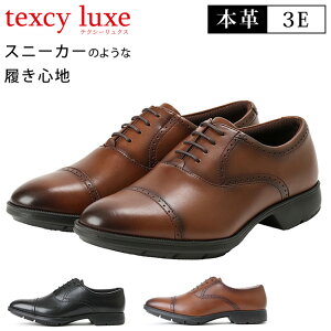 テクシーリュクス ビジネスシューズ メンズ 本革 3E 黒 ブラック ブラウン 走れる 歩きやすい 疲れない 軽い ストレートチップ 内羽根 ラウンドトゥ アシックス texcy luxe TU-7774 冠婚葬祭 紳士