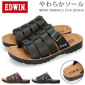 【48H限定5%OFFクーポン】エドウィン サンダル メンズ 歩きやすい 履きやすい 痛くない 疲れない やわらかい おしゃれ かかとなし 軽量 オープントゥ 合皮 EW5112 コンフォートサンダル スライ