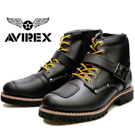 【お買い物マラソンポイントアップ5倍】 AVIREX TIGER AV2931 アビレックス ブーツ タイガー BLACK メンズ レディース エンジニアブーツ サイドジッパー バイカーブーツ ミリタリーブーツ 革靴 バイク靴 2018秋冬新作 送料無料 【コンビニ受取対応】