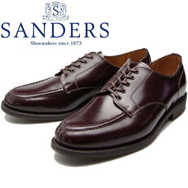 【お買い物マラソンポイントアップ5倍】 SANDERS 1130 サンダース ミリタリー MILITARY APRON DERBY バーガンディー ミリタリーエプロンダービー Uチップシューズ ビジネスシューズ メンズ 本革 オックスフォード レザー イングランド製 送料無料 【あす楽対応】