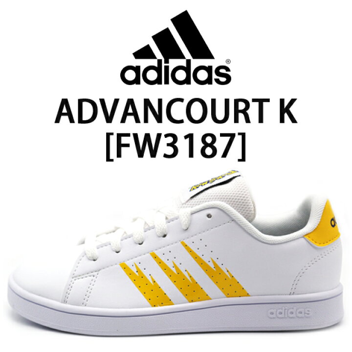 楽天市場 アディダス スニーカー キッズ 子供 靴 白 ホワイト ポケモン ピカチュウ 軽量 Adidas Advancourt K Fw3187 フットワン Footone