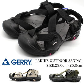 サンダル レディース 靴 スポーツ 黒 ブラック 滑りにくい カラビナ ベルト 軽量 ベルクロ マジックテープ アウトドア ジェリー GERRY GR-5515