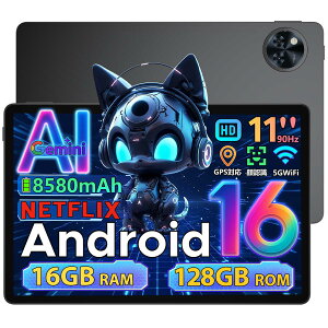 �y���ʌ��� 4000�~OFF��GeminiAI���ځz���[ Android16 �^�u���b�g DOOGEE U11 11�C���` 90Hz ���� 16GB RAM/128GB ROM �I�N�^�R�A �����\�^�u���b�g Widevine L1 Netflix�Ή� 8580mAh ��e�ʃo�b�e���[ 1300����f AI�J
