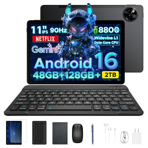�y���ʌ���7000�~OFF�E6�_���i�t���zPOCKAM P11 �^�u���b�g Android16 11�C���`���� Gemini AI�Ή� 8�R�ACPU 48GB RAM+128GB ROM+�ő�2TB�g�� FHD+ 90Hz�����t���b�V�����[�g 8800mAh��e�� Widevine L1 Netflix�Ή� ��F