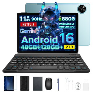 �y���ʌ���7000�~OFF�E6�_���i�t���zPOCKAM P11 �^�u���b�g Android16 11�C���`���� Gemini AI�Ή� 8�R�ACPU 48GB RAM+128GB ROM+�ő�2TB�g�� FHD+ 90Hz�����t���b�V�����[�g 8800mAh��e�� Widevine L1 Netflix�Ή� ��F