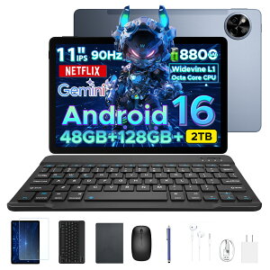 �y���ʌ���7000�~OFF�E6�_���i�t���zPOCKAM P11 �^�u���b�g Android16 11�C���`���� Gemini AI�Ή� 8�R�ACPU 48GB RAM+128GB ROM+�ő�2TB�g�� FHD+ 90Hz�����t���b�V�����[�g 8800mAh��e�� Widevine L1 Netflix�Ή� ��F