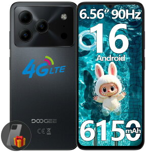 �y���ʌ���4000�~OFF�zDOOGEE NOTE56 SIM�t���[ Android16�X�}�z 6.56�C���` 90Hz�f�B�X�v���C24GB RAM+64GB ROM+�ő�2TB�g�� 8�R�ACPU 6150mAh��e�ʃo�b�e���[ AI�@�\�Ή� 4G LTE Wi-Fi���f�� ��F�؁EFM���W�I�EGPS��