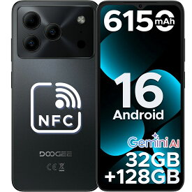 【限定4000円OFF】Android16 スマホ DOOGEE NOTE56PRO AI機能 6.56インチ 90Hz 32GB RAM+128GB ROM+2TB拡張対応 SIMフリー 4G LTE 8コア スマートフォン本体 6150mAhバッテリー 顔認証 Widevine L1 Netflix 1080P対応 NFC機能 デュアルSIM スマホケース付き フィルム貼付済