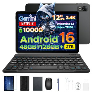 �y������7000�~OFF 6�_�Z�b�g�zPOCKAM P12 �^�u���b�g Android16 12�C���` 2.4K���𑜓x 120Hz�f�B�X�v���C Gemini AI�Ή� 8�R�ACPU 48GB RAM+128GB ROM+�ő�2TB�g�� 10000mAh��e�ʃo�b�e���[ Widevine L1 Netflix�Ή� ��F