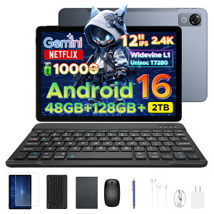 �y������7000�~OFF 6�_�Z�b�g�zPOCKAM P12 �^�u���b�g Android16 12�C���` 2.4K���𑜓x 120Hz�f�B�X�v���C Gemini AI�Ή� 8�R�ACPU 48GB RAM+128GB ROM+�ő�2TB�g�� 10000mAh��e�ʃo�b�e���[ Widevine L1 Netflix�Ή� ��F