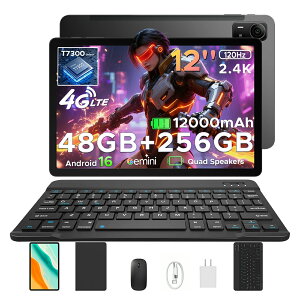 �y�����\T7300 6nm�v���Z�b�T�[ 5���i�t���zPOCKAM P12PRO Android16 �^�u���b�g12�C���`120Hz Gemini AI����SIM�t���[ 4G LTE48GB RAM+256GB ROM+2TB�g���� 2000×1200�𑜓x 12000mAh��e�ʃo�b�e���[ �N�A�b�h�X�s�[�J