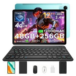 �y�����\T7300 6nm�v���Z�b�T�[ 5���i�t���zPOCKAM P12PRO Android16 �^�u���b�g12�C���`120Hz Gemini AI����SIM�t���[ 4G LTE48GB RAM+256GB ROM+2TB�g���� 2000×1200�𑜓x 12000mAh��e�ʃo�b�e���[ �N�A�b�h�X�s�[�J