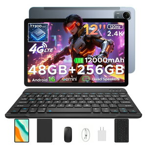 �y�����\T7300 6nm�v���Z�b�T�[ 6���i�t���zPOCKAM P12PRO Android16 �^�u���b�g12�C���`120Hz Gemini AI����SIM�t���[ 4G LTE48GB RAM+256GB ROM+2TB�g���� 2000×1200�𑜓x 12000mAh��e�ʃo�b�e���[ �N�A�b�h�X�s�[�J