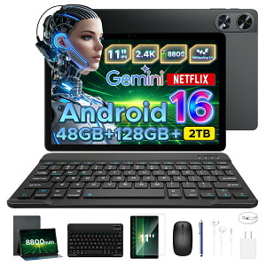 �y���Ԍ���50%OFF 6���i�t���zAORLYM P11PRO Android16 11�C���` ���ʃ^�u���b�g Gemini AI�@�\8�R�ACPU48GB RAM+128GB ROM+2TB�g���� FHD+�𑜓x90Hz�����t���b�V�����[�g8800mAh��e�ʃo�b�e�[Widevine L1 NETFLIX ��