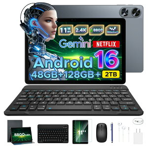�y���Ԍ���50%OFF 6���i�t���zAORLYM P11PRO Android16 11�C���` ���ʃ^�u���b�g Gemini AI�@�\8�R�ACPU48GB RAM+128GB ROM+2TB�g���� FHD+�𑜓x90Hz�����t���b�V�����[�g8800mAh��e�ʃo�b�e�[Widevine L1 NETFLIX ��