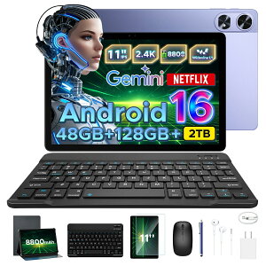 �y���Ԍ���70%OFF 6���i�t���zAORLYM P11PRO Android16 11�C���` ���ʃ^�u���b�g Gemini AI�@�\8�R�ACPU48GB RAM+128GB ROM+2TB�g���� FHD+�𑜓x90Hz�����t���b�V�����[�g8800mAh��e�ʃo�b�e�[Widevine L1 NETFLIX ��