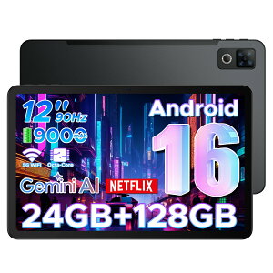 DOOGEE U12 Android 16 �^�u���b�g 12�C���` FHD+ ���� 90Hz �I�N�^�R�A 24GB RAM+128GB ROM+2TB�g���Ή� GeminiAI Android�^�u���b�g 9000mAh ��e�ʃo�b�e���[ Widevine L1 NetFlix 1080P ��F��+BT5.0+WPS+AI�@�\+5G WI-FI���f
