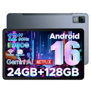 ������50%�I�t DOOGEE U12 Android 16 �^�u���b�g 12�C���` FHD+ ���� 90Hz �I�N�^�R�A 24GB RAM+128GB ROM+2TB�g���Ή� GeminiAI Android�^�u���b�g 9000mAh ��e�ʃo�b�e���[ Widevine L1 NetFlix 1080P ��F��+BT5.0+WPS+AI�@