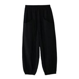 サルエルパンツ レディース 秋 冬 麻 きれいめ コーデ ボトムス リネン 綿麻 部屋着 リラックス パンツ ウェストゴム 長め ダボダボ ゆるめ 秋冬 オールシーズン 黒 青 紺 赤 ブラック ブルー カーキ グレー ネイビー メール便