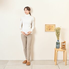 [for mom]肩・袖レース タートルネック ニットインナーT ママ　産前産後 きやすい ロンT 白 レディース ベーシック 定番 長袖 黒 カーキ グレー こなれ 大きいサイズ ゆったり 抜け感 スムース[17784]