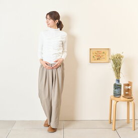 [for mom]シャーリングニットインナーT ニット 柔らか素材 ストレッチ 着回しコーデ 着心地抜群 for mom 子育て 産前産後 体型カバー レディース[50908]