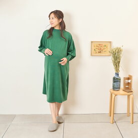 [for mom]パフスリーブニットワンピース レディース 産前産後 ママ 妊婦 春 夏 秋 冬 20代 30代 40代 OL [63713]