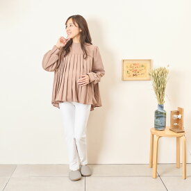 [for mom] プリーツ切り替え ブラウス レディース 産前産後 ママ 妊婦 春 夏 秋 冬 20代 30代 40代 OL [71822]