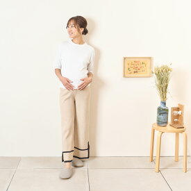 [for mom]レディース 産前産後 ママ 妊婦 春 夏 秋 冬 20代 30代 40代 OL 足元サイドスリット ニットワイドパンツ[73052]