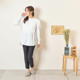 [for mom]背中リボン 切り替えニットプルーオーバー レディース 産前産後 ママ 妊婦 春 夏 秋 冬 20代 30代 40代 OL [73064]