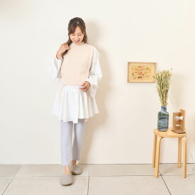 [for mom]フリル袖 ニットベストアンサンブル レディース 産前産後 ママ 妊婦 春 夏 秋 冬 20代 30代 40代 OL [73067]