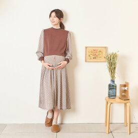 [for mom] プリント切替ワンピース レディース 産前産後 ママ 妊婦 春 夏 秋 冬 20代 30代 40代 OL [83521]