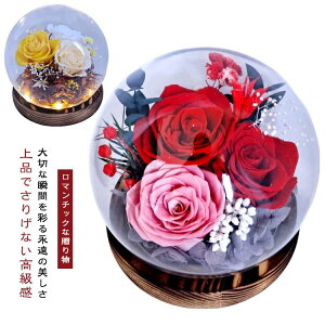 母の日 女性 プリザーブドフラワーガラスドーム 花ギフト LED 枯れない バラ 就職 キラキラ プリザーブドフラワー 光る ブリザードフラワー お誕生日 新築祝い プリザーブドフラワー バブル
